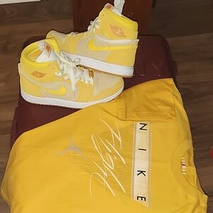 Jordan Athletic Shoes Yellow White High-Top